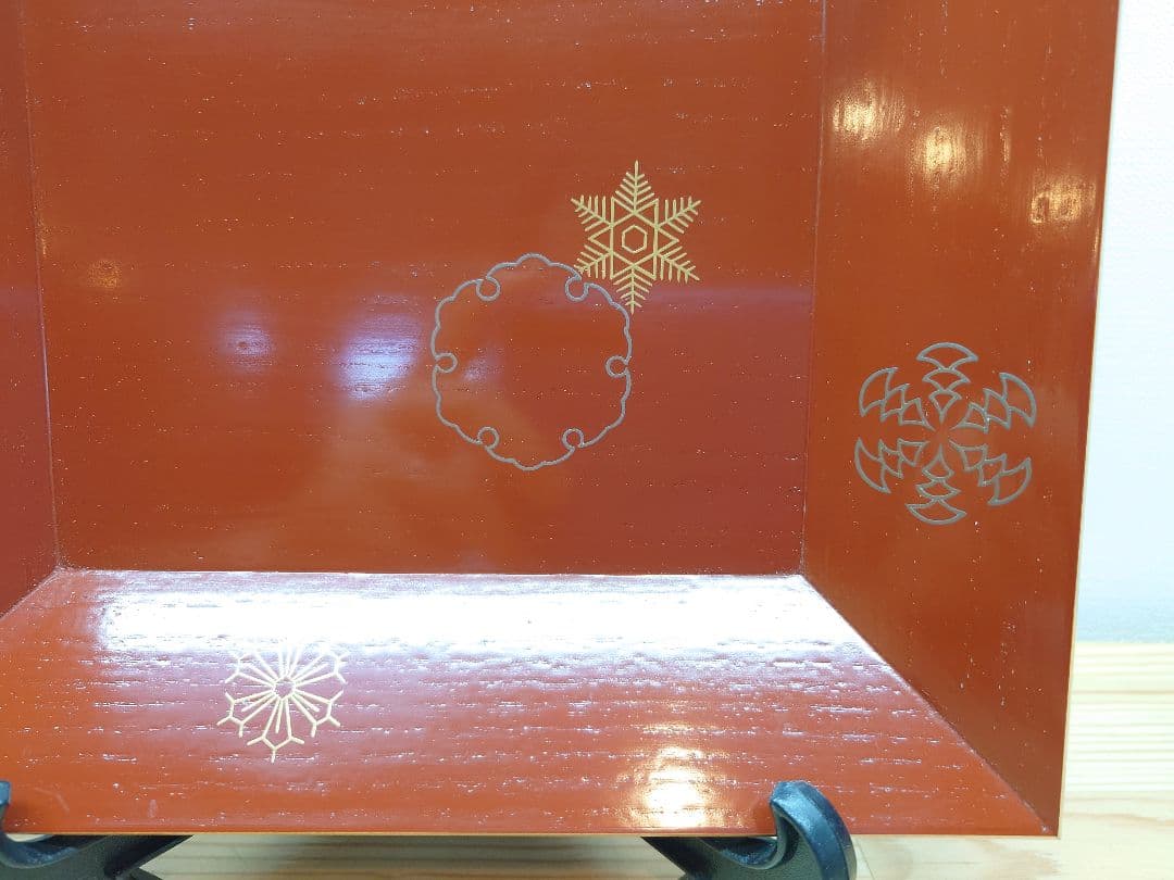 送料込【逢絢亭】茶道具 菓子器 竹張四方盆 雪花蒔絵 表千家流書付 黒田宗傳