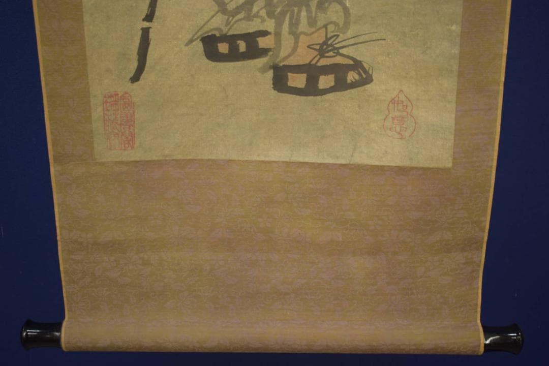 真作/居正/釣人画賛/中国画/布袋屋掛軸HI-880