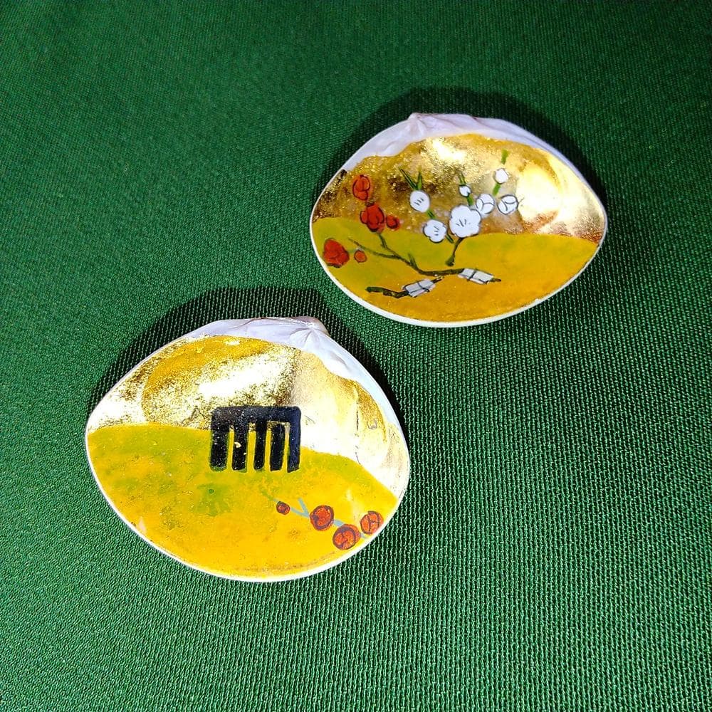 純金泊　貝合わせセット　源氏物語　梅枝