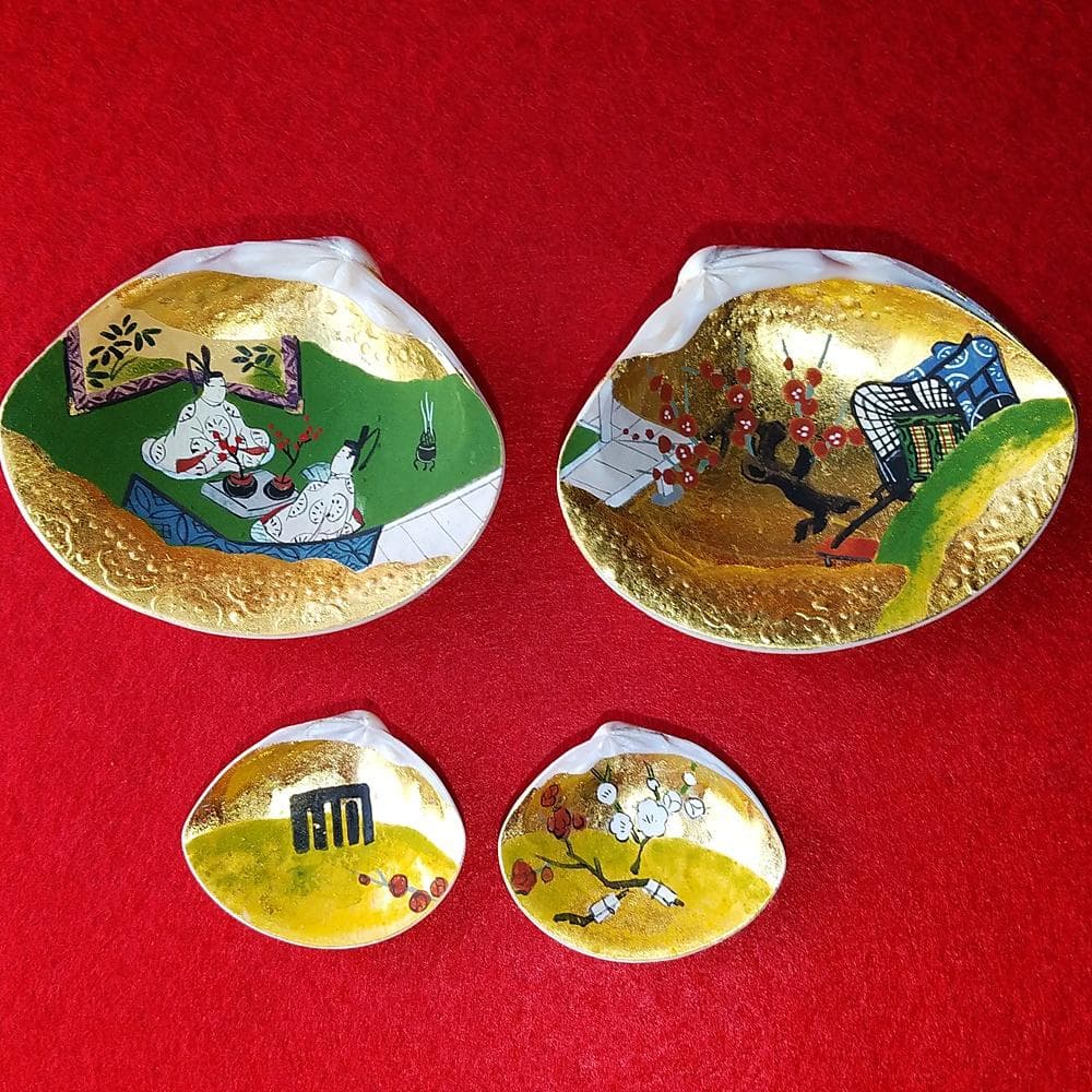 純金泊　貝合わせセット　源氏物語　梅枝