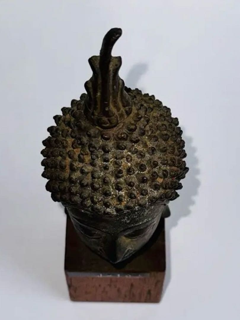 【希少】タイ　スコタイ　14世紀　ブロンズ像　タイ仏像　仏頭像　証明書付き