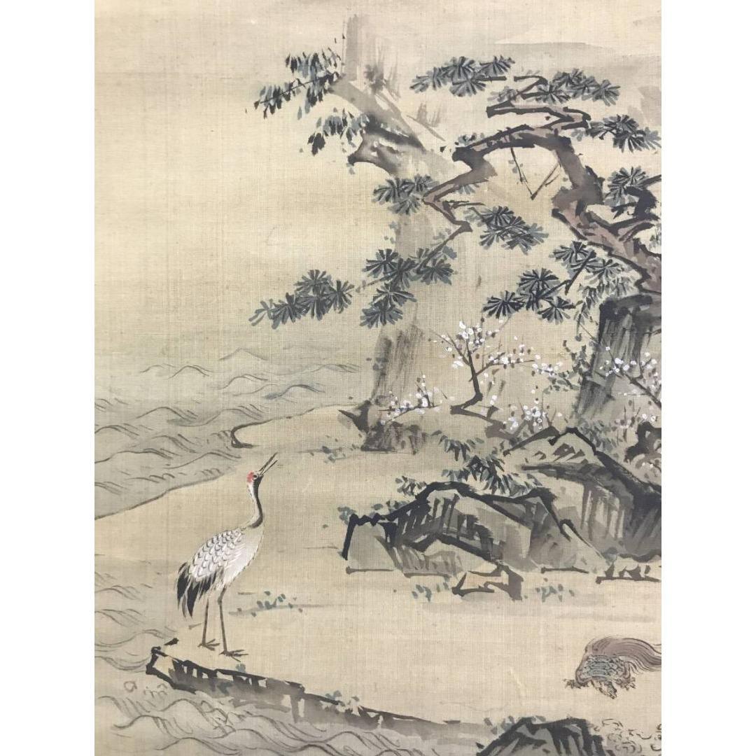 真作/狩野常信/蓬莱山図/山水図/祝掛軸/正月掛軸/掛軸☆宝船☆AK-294