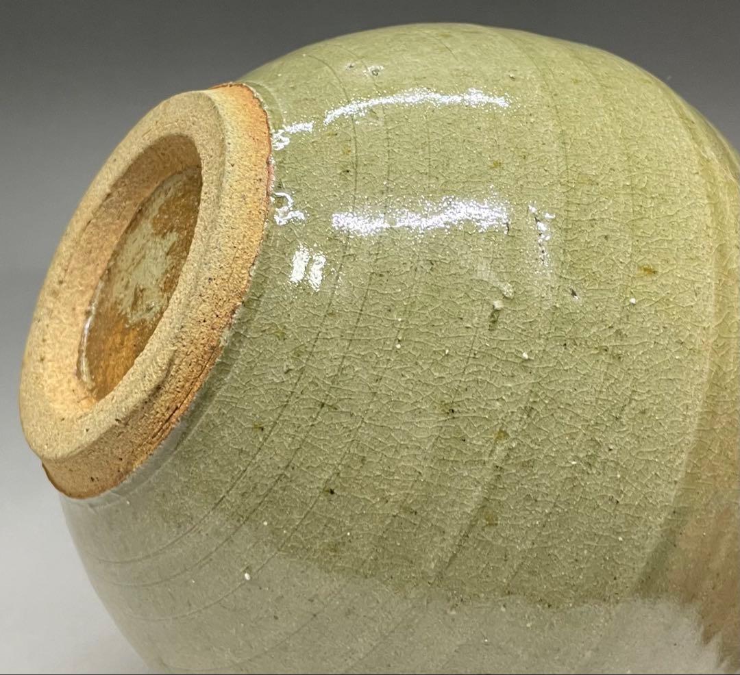 人間国宝　濱田庄司　葉文瓶　花瓶　益子焼　C9258