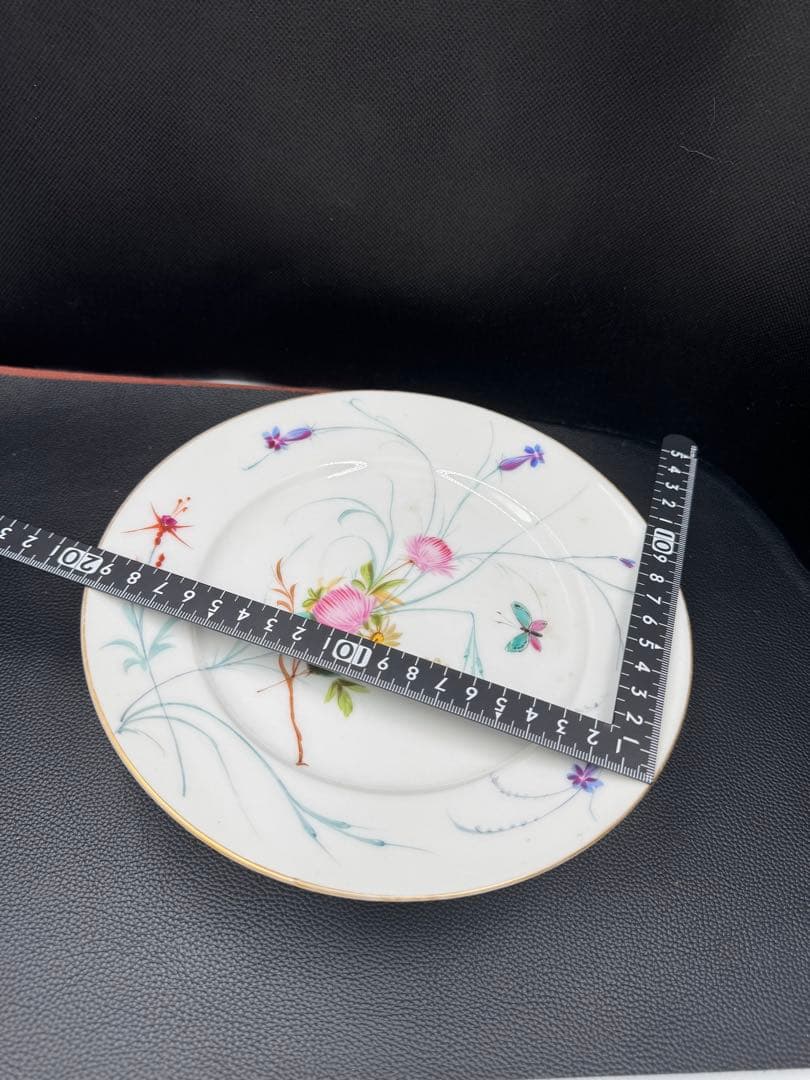 フランス　アンティーク　ハンドペイント　アザミ？花柄　高台②