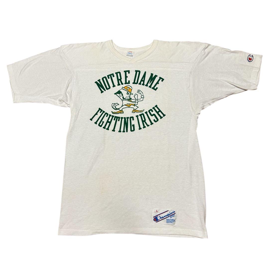 ビンテージ　80s チャンピオン　染み込みノートルダム　フットボール Tシャツ