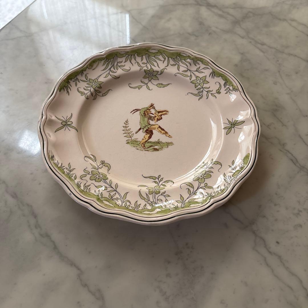 フランス　アンティーク　ロンシャン　古いプレート　花リム