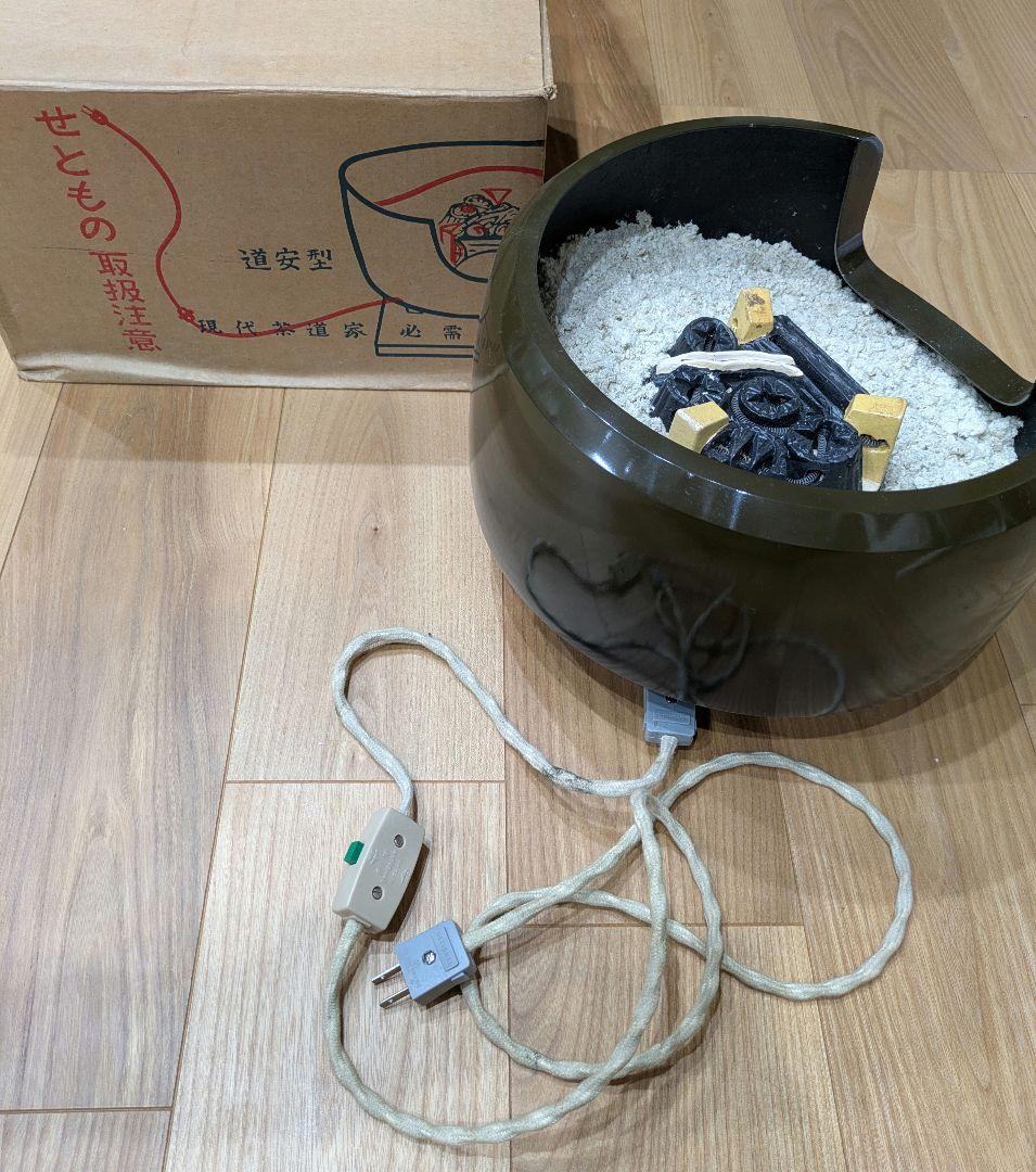 茶道具 野々田 風炉型 電熱器 合金面取風炉 古銅色