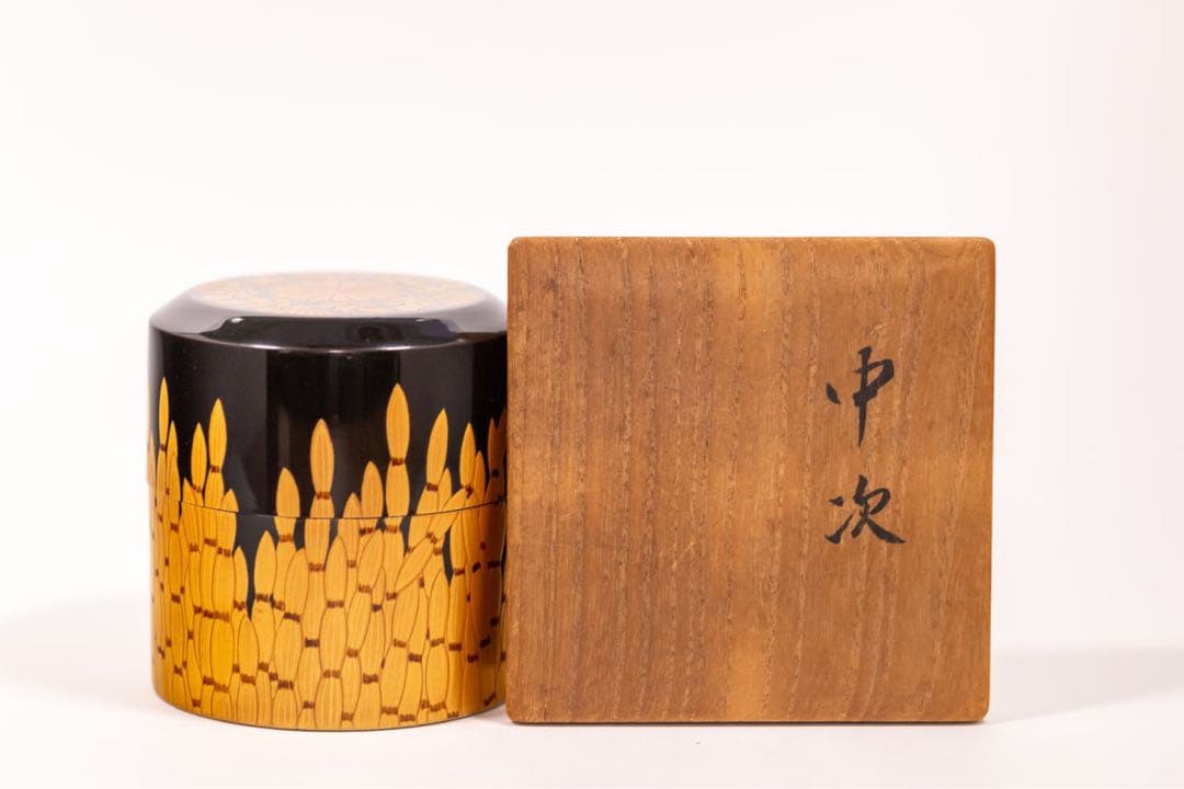 蒔絵 中次 棗 菊文様 共箱付 茶道具 高級漆器