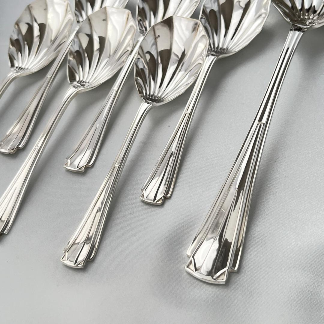 【英国】 アールデコのデザートセット アイスクリームスプーン サーバー ケース