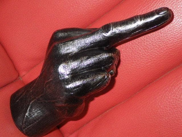 ファックサイン★置物★銀黒★27★ミドルフィンガー★Fuck★雑貨★インテリア