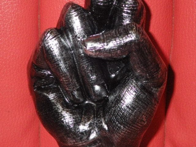 ファックサイン★置物★銀黒★27★ミドルフィンガー★Fuck★雑貨★インテリア