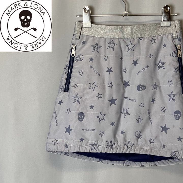 マークアンドロナ レディース ゴルフウェア 中綿 スカート スター柄 グレー S