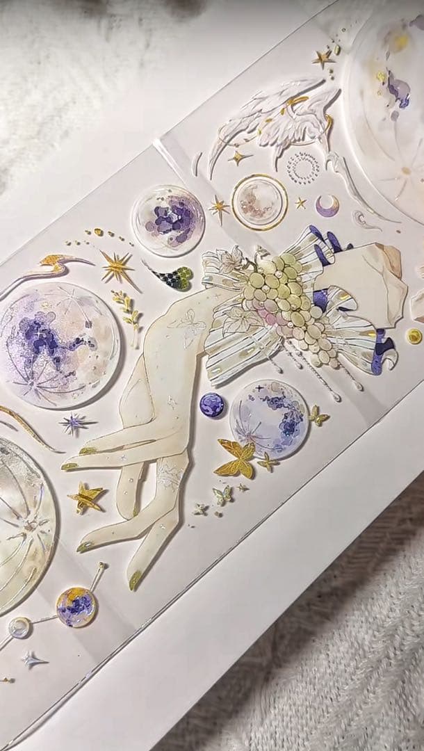 【8648】海外　マステ　3/5/巻売り　貝殻光マスキングテープ　星