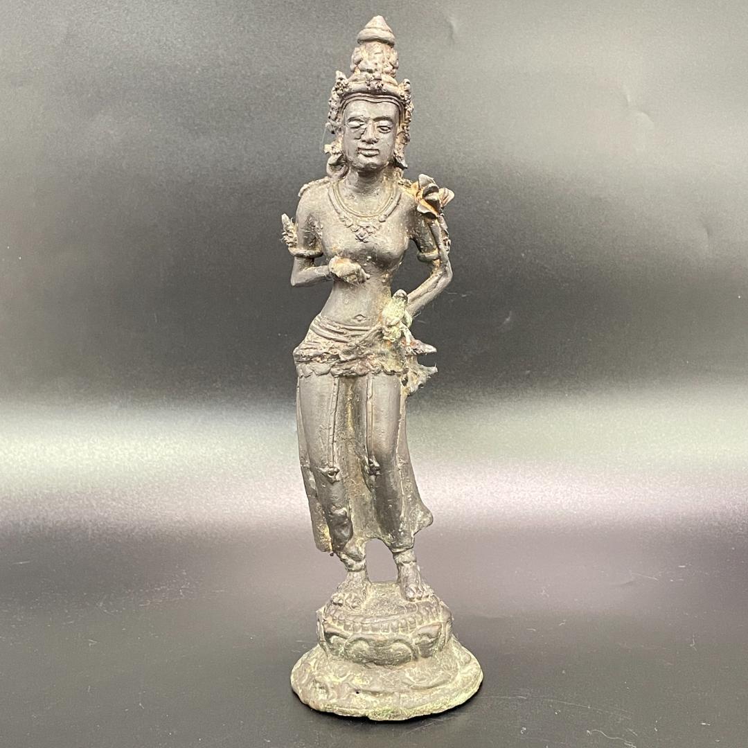 銅製 仏像 仏教美術 チベット仏教 立像 時代物 高さ約26.5cm SA26