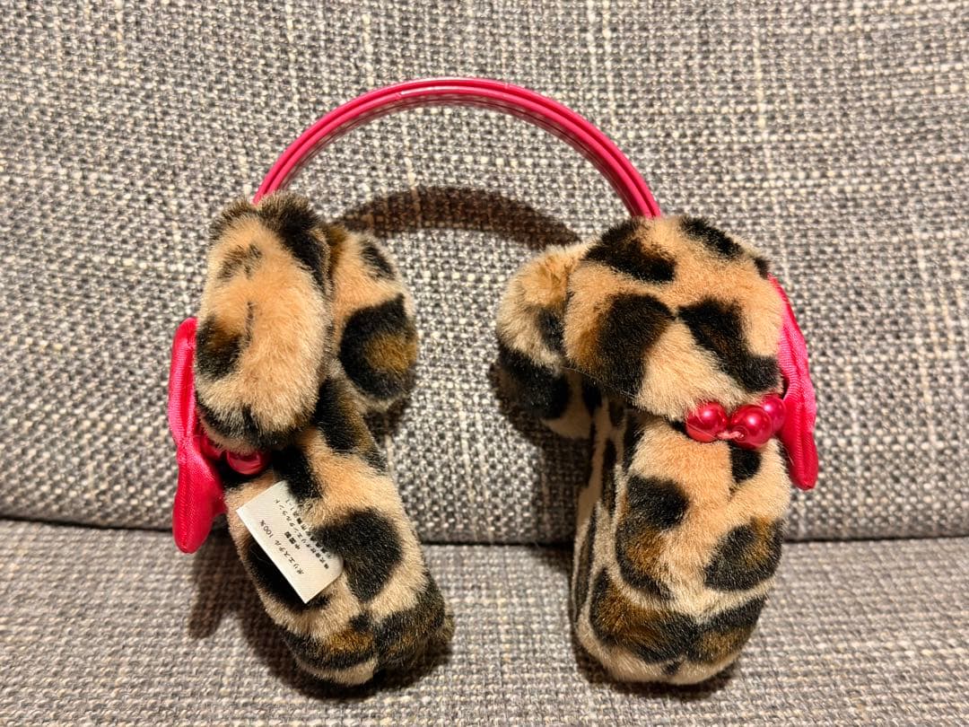 ディズニー ヒョウ柄 イヤーマフ ピンク リボン