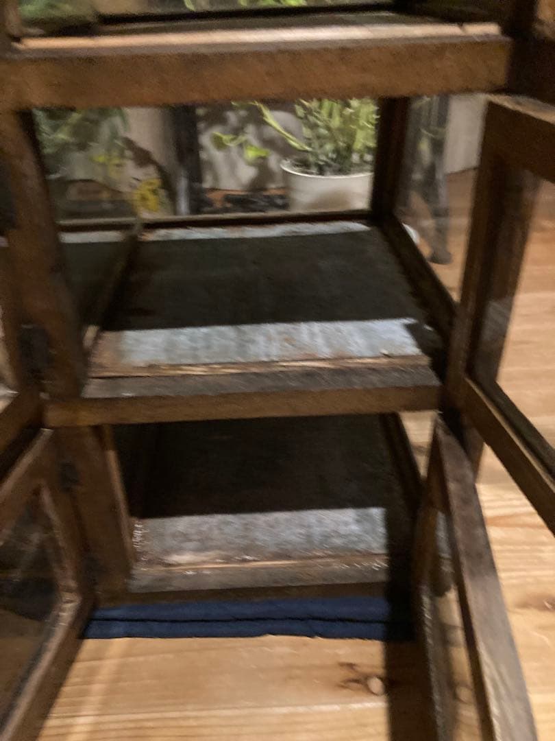 昭和レトロ　木製対面ガラスショーケース　背面開戸