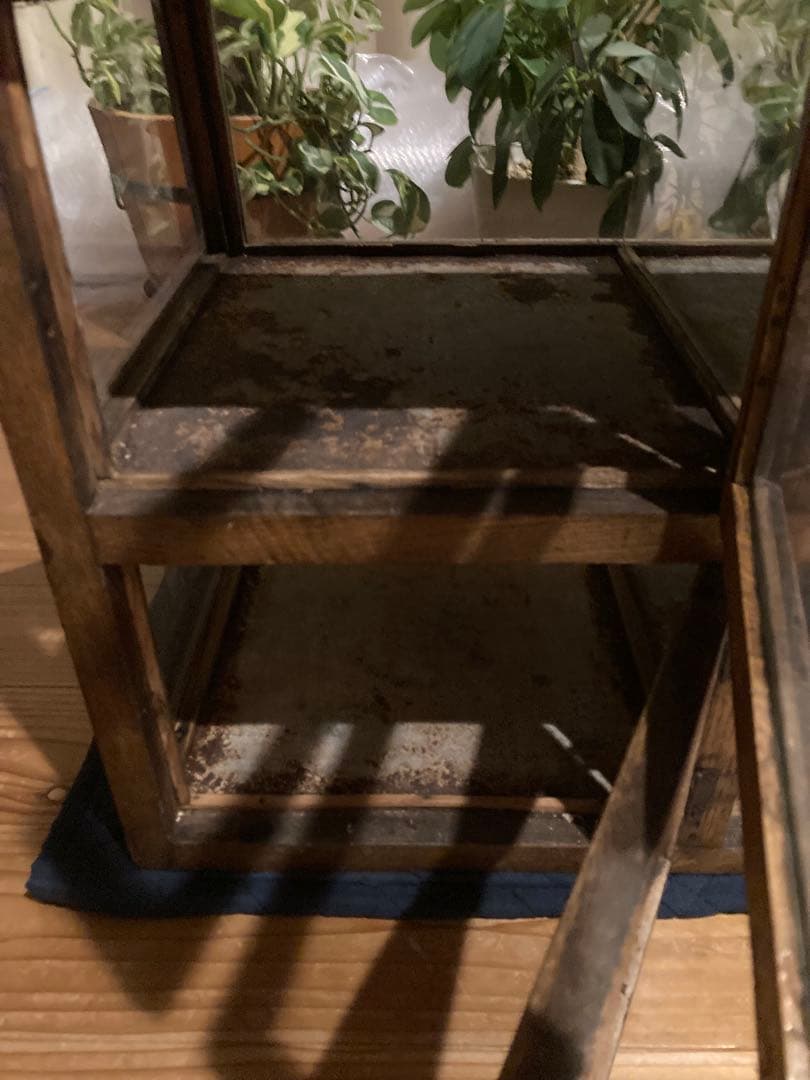 昭和レトロ　木製対面ガラスショーケース　背面開戸