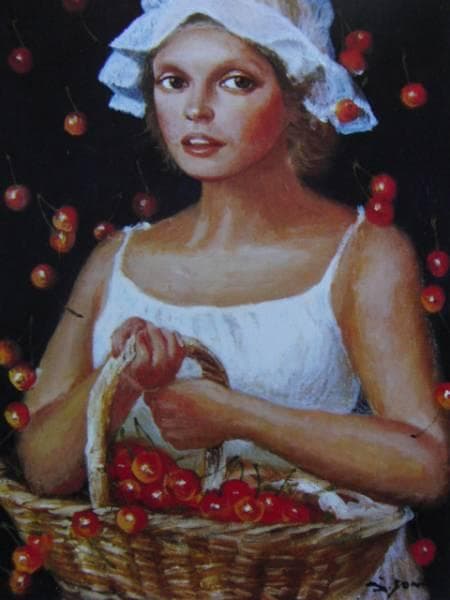 芝田米三、収穫、画集より、希少、版上サイン、新品額装