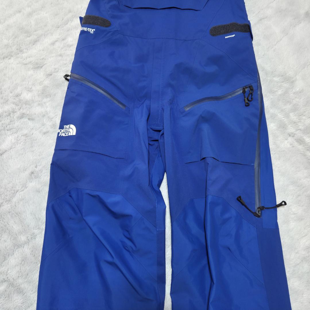 美品ザノースフェイス ビブパンツ　STEEP　ゴアテックスプロ　S　青　ポケット