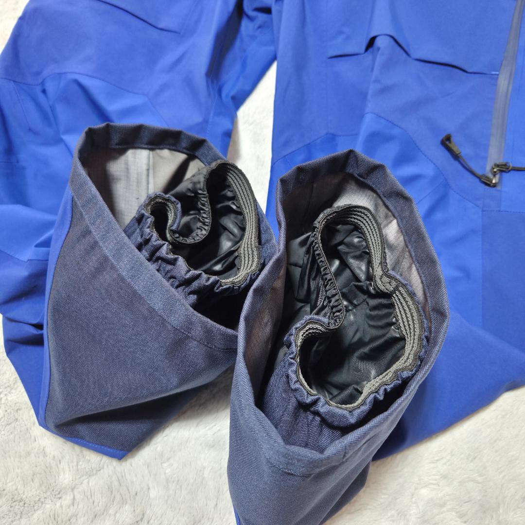 美品ザノースフェイス ビブパンツ　STEEP　ゴアテックスプロ　S　青　ポケット