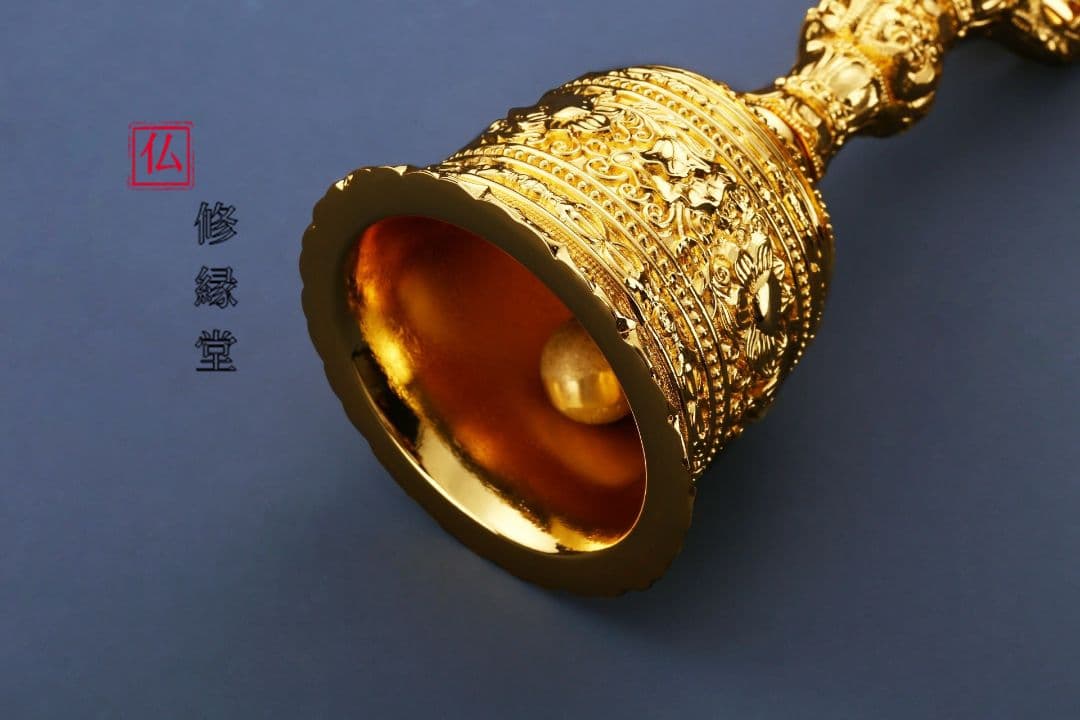 【修縁堂】密教法具古美術品 鬼面五鈷蓮金剛鈴 チベット密教 高さ18.5cm