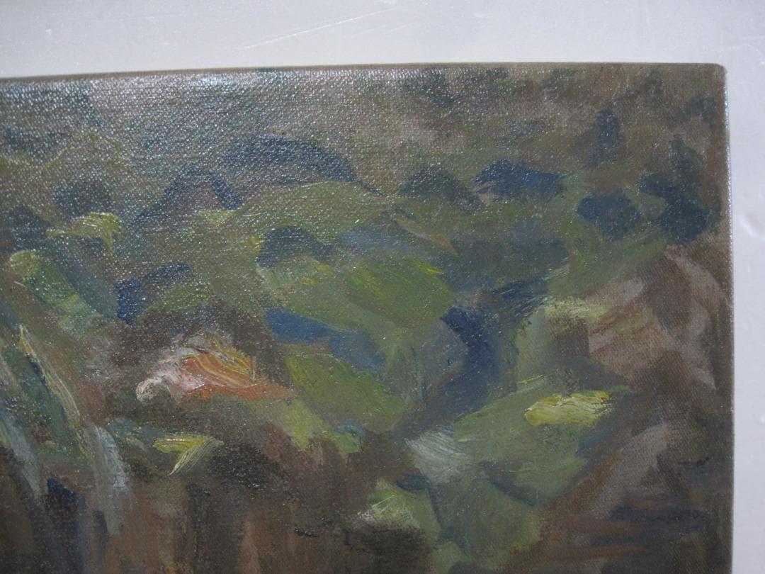 作者不詳 古い油絵 自然 滝 森 年代詳細不明 修復済み