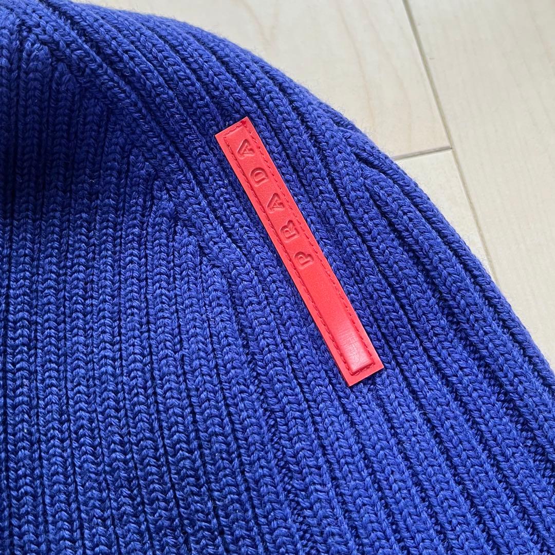 PRADA SPORTSプラダスポーツ ニットキャップ ニット帽 ウール　青