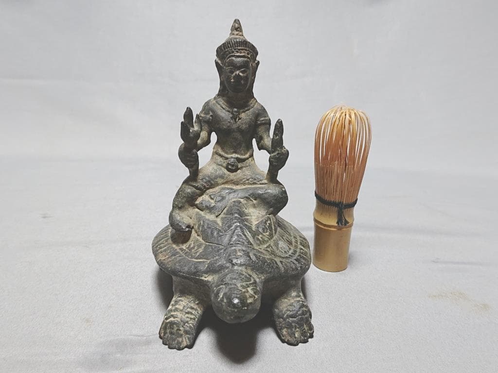 コレクター収集品　古銅　15世期.クメール王朝期　亀乗.シバ神像