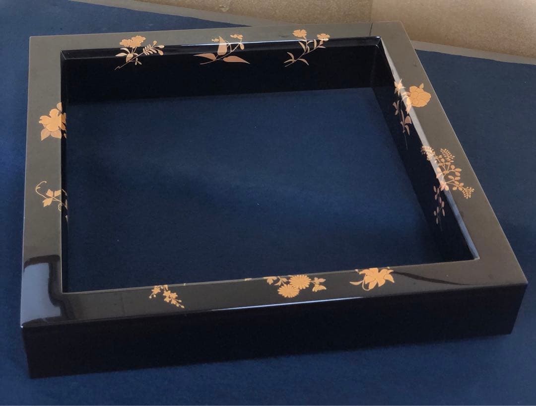 《レ》輪島塗 花尽くし蒔絵 炉縁 漆芸一后造 共布 共箱　251107う4