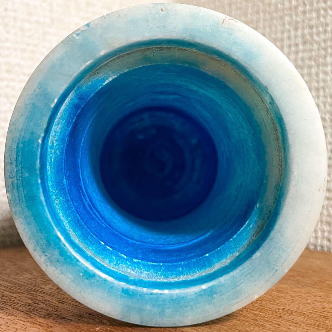 【19世紀後半】スペイン製アルバスター 容器 青染 半透明