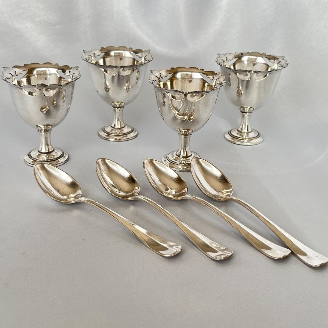 【英国】エッグクルーゼ【シルバープレート】エッグカップ/スタンド