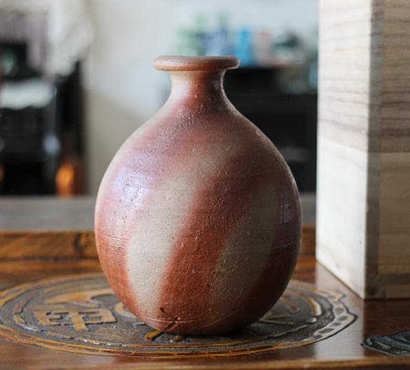 人間国宝 藤原雄 昔の備前焼 とっくり 徳利 ビンテージ 酒器 緋襷 花入れ