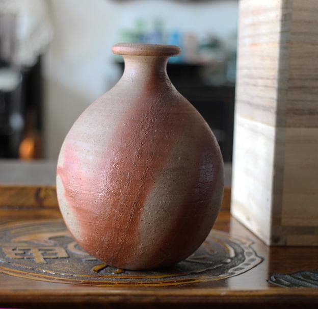 人間国宝 藤原雄 昔の備前焼 とっくり 徳利 ビンテージ 酒器 緋襷 花入れ