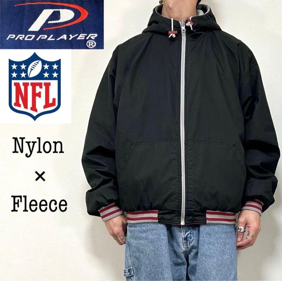 90s〜 nfl nylon × fleece reversible jkt