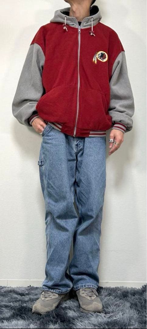 90s〜 nfl nylon × fleece reversible jkt