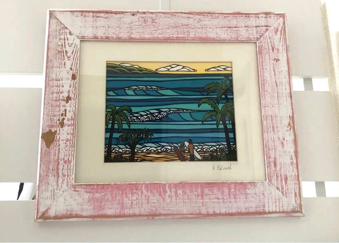 ヘザーブラウン☆シルクスクリーン　フレーム付