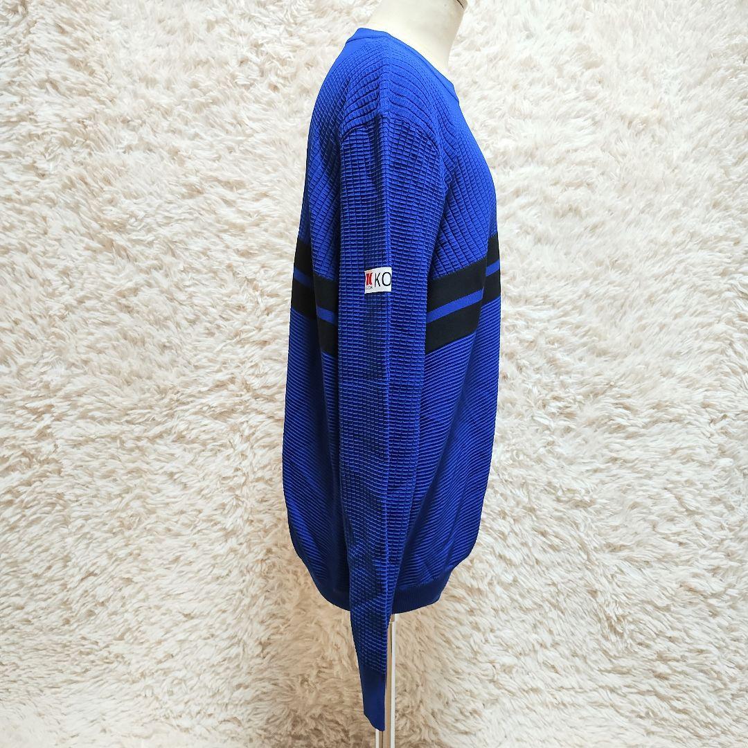 現行　パーリーゲイツ　光栓クルーネックニットプルオーバー　ブルー