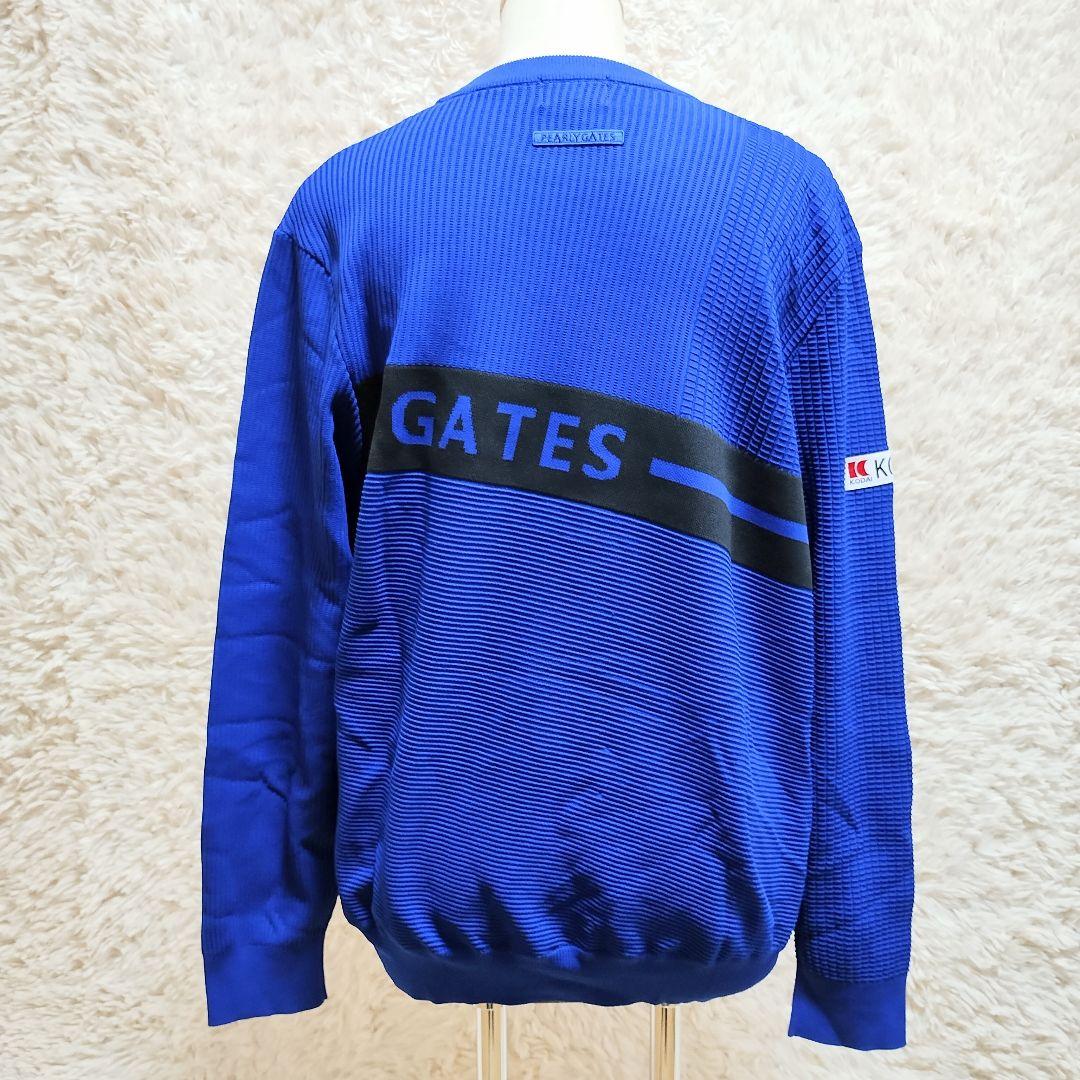 現行　パーリーゲイツ　光栓クルーネックニットプルオーバー　ブルー