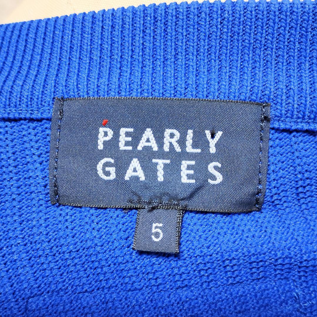 現行　パーリーゲイツ　光栓クルーネックニットプルオーバー　ブルー