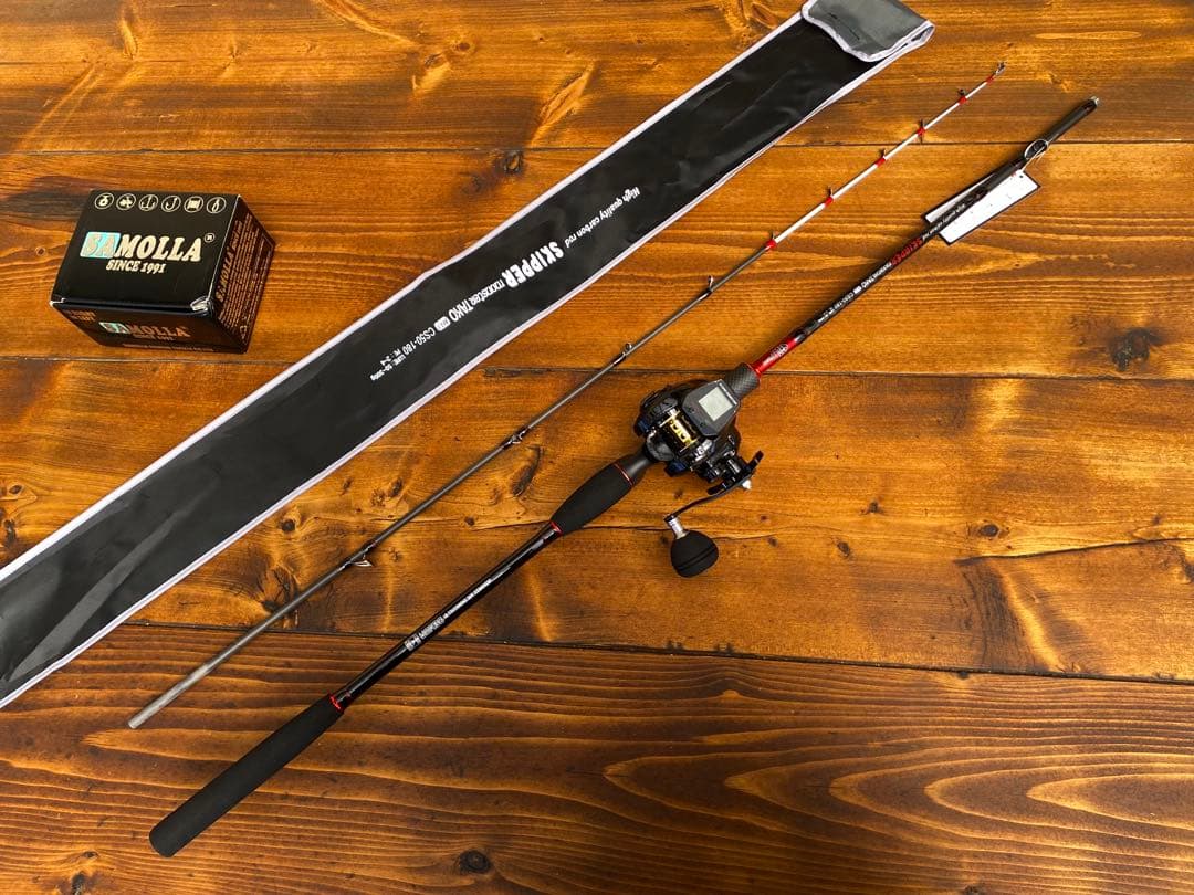 ジギングロッド　デジタルカウンター付きリール　スパイラル　パワーハンドル　船釣り