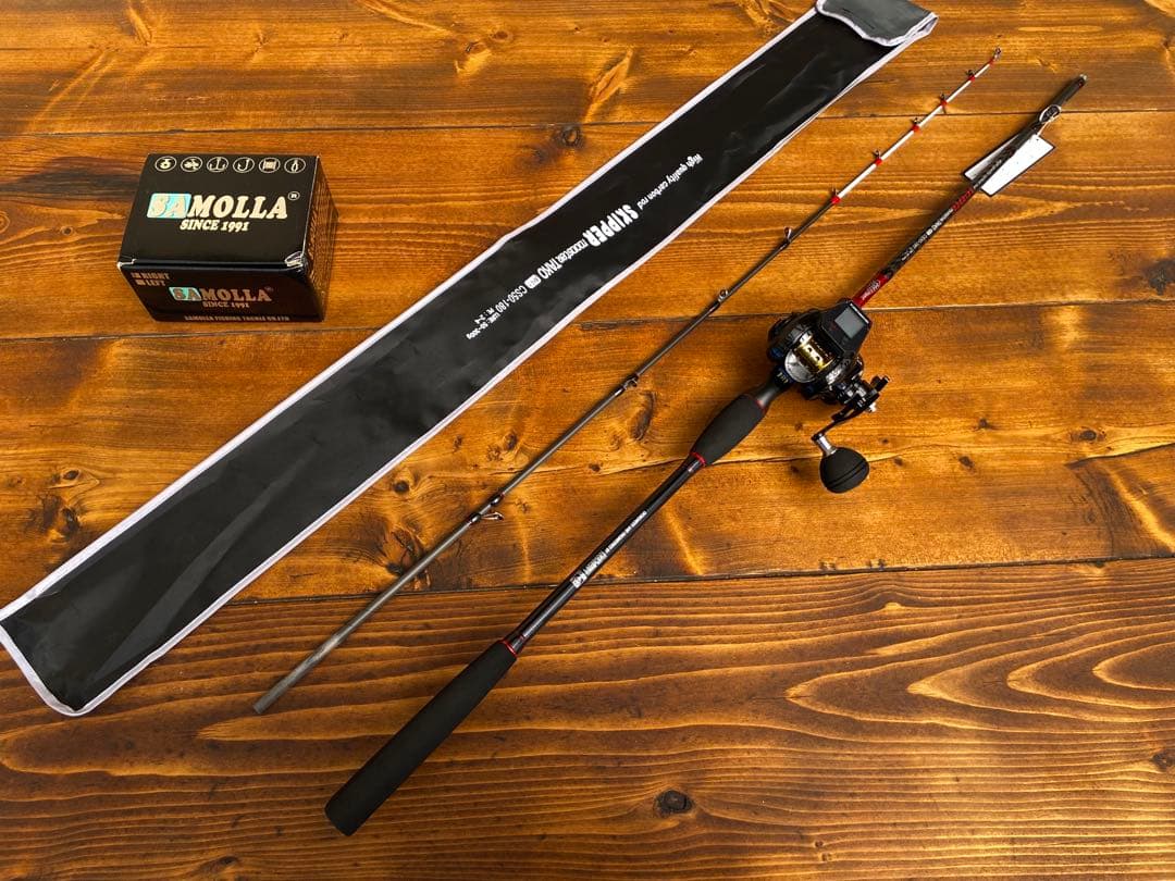 ジギングロッド　デジタルカウンター付きリール　スパイラル　パワーハンドル　船釣り