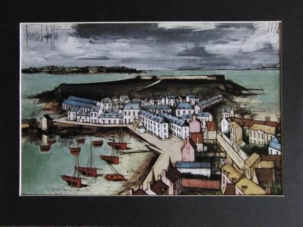 ベルナール・ビュッフェ「Saint-Servan」希少画集の額装画、人気作品