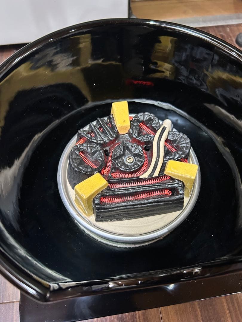 茶道具 野々田式 風炉型電熱器 黒真塗 100V 400W 動作確認済 元箱付