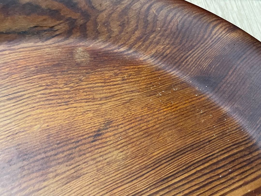 アンティーク 木地 丸盆　くり抜き盆　民藝 民芸 木目　天然木　32センチ