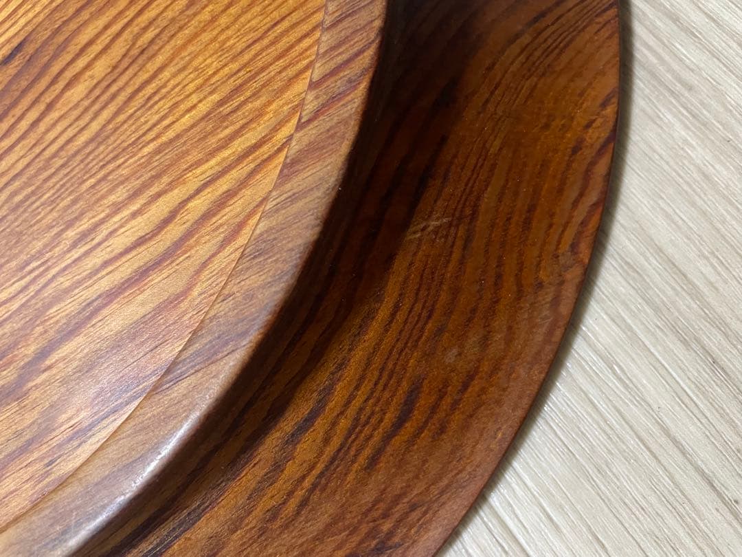 アンティーク 木地 丸盆　くり抜き盆　民藝 民芸 木目　天然木　32センチ