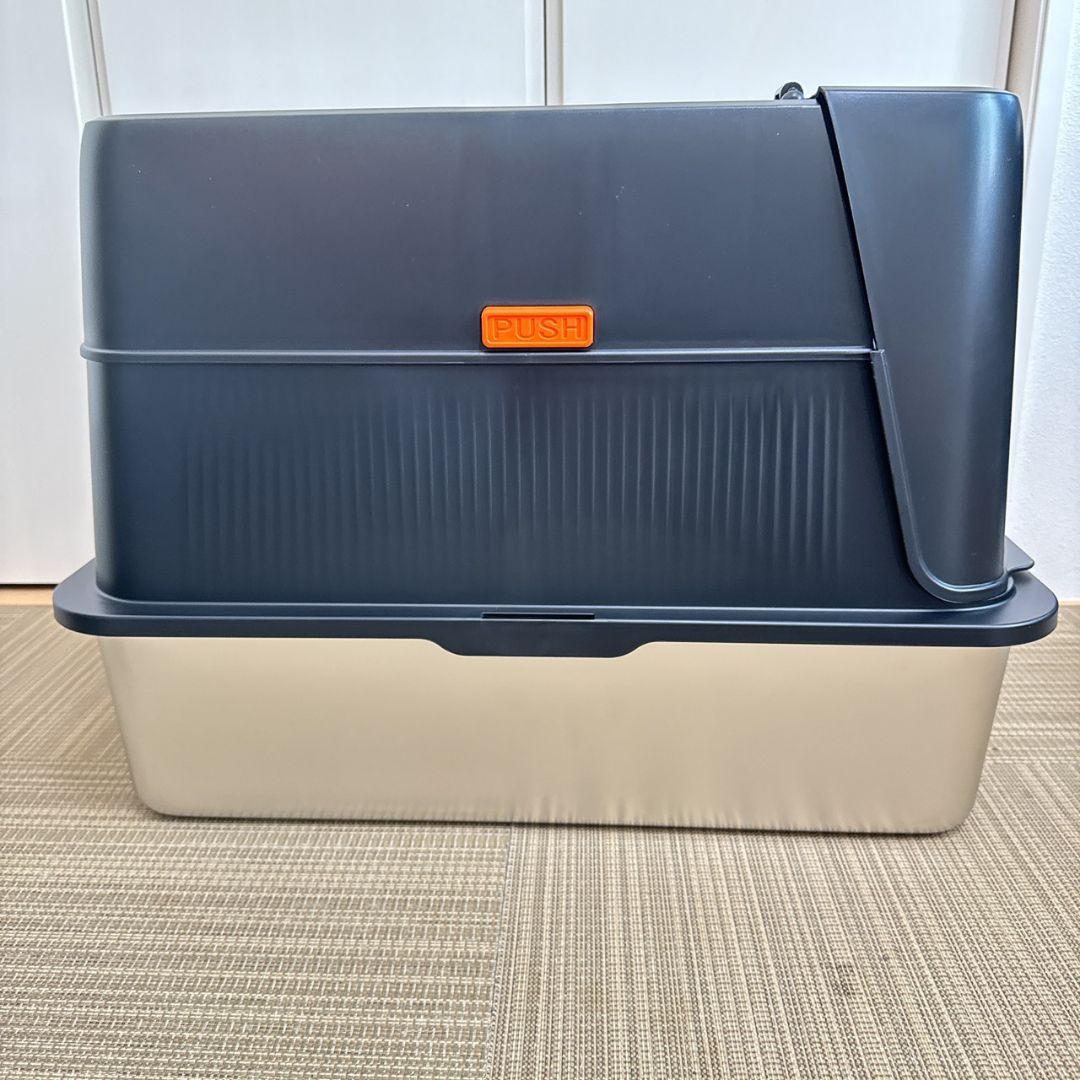 猫 トイレ 自動脱臭 大型 深型 猫砂盆 本体 ステンレス 自動空気清浄機能付き