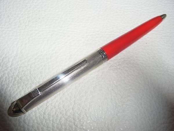 美品希少70年代◆ジバンシー 銀無垢 シルバー 925 ボールペン 縦ストライプ