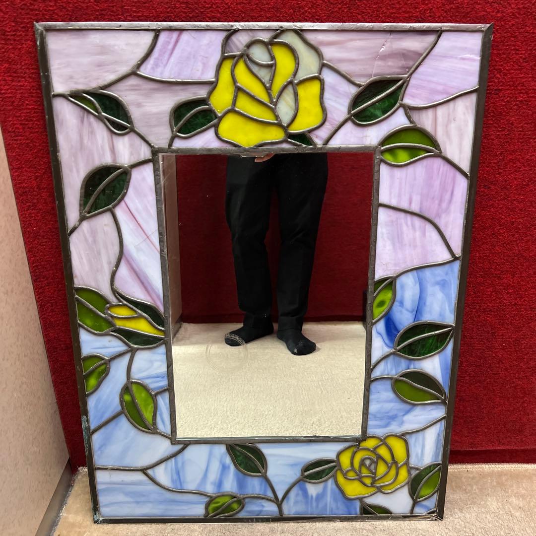 アンティーク　ステンドグラス　76.8×58㎝　タサコサ　東な8-0121④