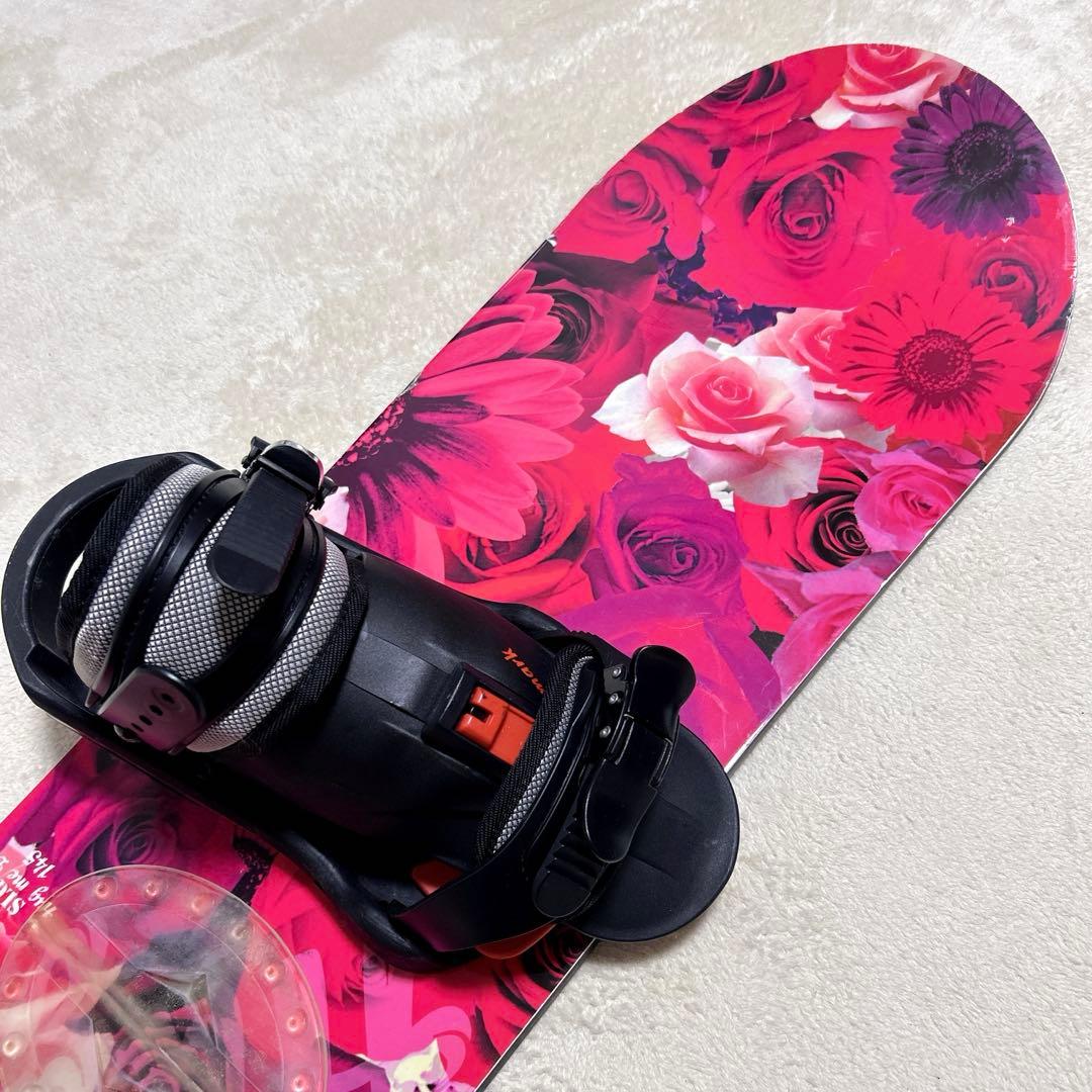 SLQ × KISSMARK 145cm スノーボード 2点セット 薔薇 可愛い