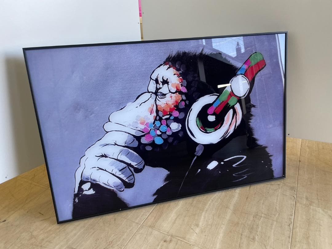 バンクシー　アートパネル　ガラス絵　絵画　絵　壁掛け　ポスター　チンパンジー